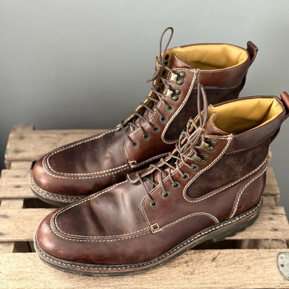 Johnston‎ & Murphy Barrett Moc Toe boots in brown leather Size 11.5 A32